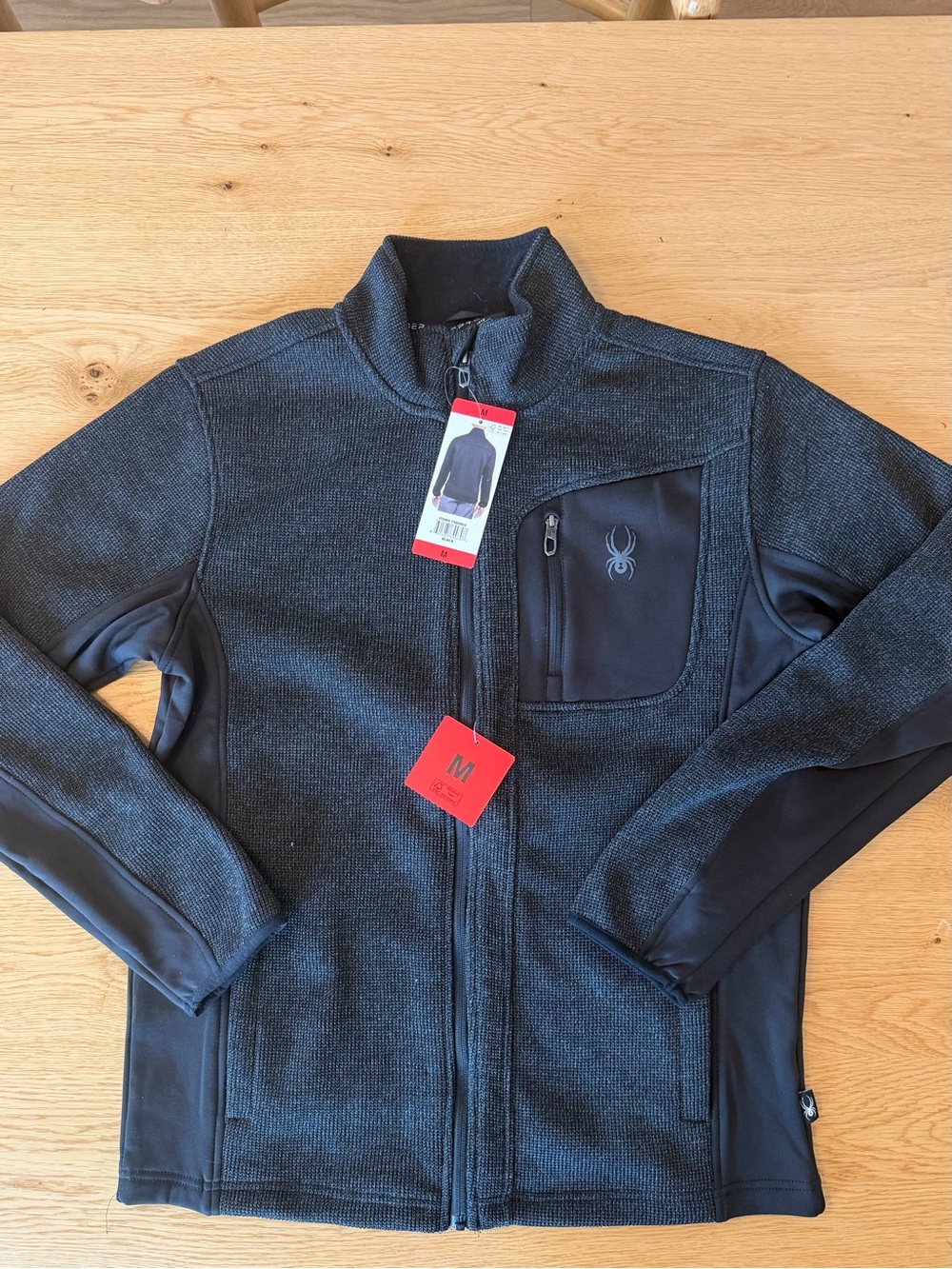 Spyder Men’s Charcoal Black/Gray Full-Zip Lightweight Fleece Jacket